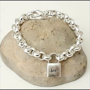 Stainless Steel Chain Bracelet with Love Charm